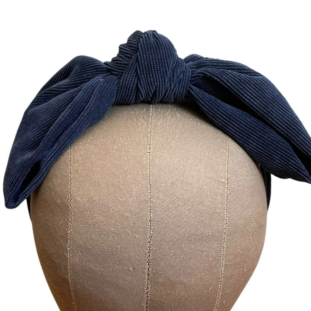 4/$25 Kidichic Navy Blue Corduroy Bow Headband